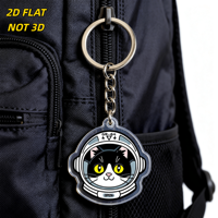 Porte-clés en acrylique chat astronaute mignon GR-64, design casque spatial, anneau et chaîne métalliques durables