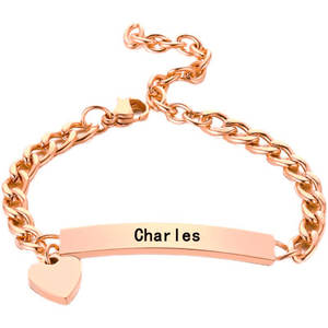 Pulsera Cubana Personalizada con Nombre, Chapada en Oro de 14k/18k, Acero Inoxidable 316L, Pulseras Grabables para Bebés y Niños - Product Image 6