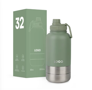 32 Oz Pet Trung Chuyển 304 Thép Không Gỉ Cách Nhiệt <span class=keywords><strong>3</strong></span>-Trong-1 Xách Tay Con Chó Đi Du Lịch Chai Nước Với Hai Có Thể Tháo Rời Nước Và Thực Phẩm Bát - Product Image 6