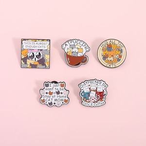 Cartoon Cat Series Pin Niedlich Orange Cat Cup Design Schwarz Ver nickeln für chinesische Neujahr Vatertag Abschluss Neujahr Neujahr - Product Image 4