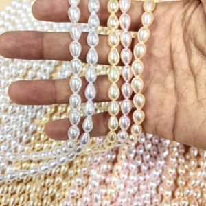 Premium 6x9mm Orange-Pink Glass Teardrop Faux Pearls-Certified DIY <strong>Jewelry</strong> <strong>Supplies</strong> for Bracelet and Necklace - Product Image 1