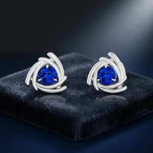 Pendientes de Zafiro con Engaste de Garra, Chapados en Oro, Estilo Vintage, Joyería para Mujer, Oro de 10K, 14K, 18K, Plata 925, 935 - Product Image 1