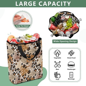 Bolsa Térmica Grande con Estampado de Leopardo, Colección Aloha, con Diseño de Hojas de Kalo Hawaianas, para Entrega de Comida a Domicilio - Product Image 4