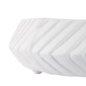 Set di ciotole decorative affusolate per tavolino da caffè o piano cucina, centrotavola decorativo con design a coste in ceramica bianca - Product Image 5