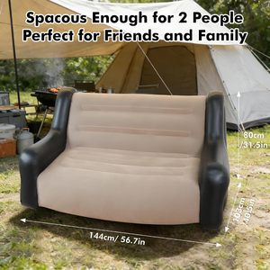 Ergonomic Flocked <b>Inflatable</b> <b>Sofa</b> Portable Lazy Air Lounger for Indoor Outdoor Camping - Product Image 4