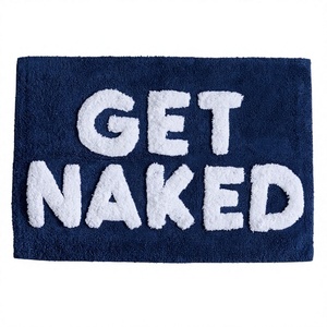 Azul marino GET NACKED Venta al por mayor Alfombra de baño personalizada Alfombras de baño de diseño de secado rápido Algodón con técnicas hechas a máquina para baños - Product Image 1