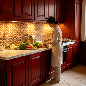 Mobile da <span class=keywords><strong>Cucina</strong></span> Classico in Acciaio Inox e Legno con Lavello e Rubinetto per Decorazione <span class=keywords><strong>Cucina</strong></span> Domestica - Product Image 3