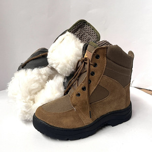 Bottes de neige d'hiver pour hommes, chaussures de travail à talon moyen doublées de polaire en cuir de vache, pour temps froid, protection jusqu'à 40 degrés, taille adulte - Product Image 2