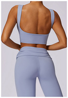 GZZC-TZ8516 Baju Yoga Wanita Berkualitas Tinggi Dua Potong Warna Solid Bernapas Cepat Kering Pakaian Olahraga Kebugaran Gymwear