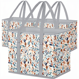 Geometric Reusable PLA <b>Medium</b> <b>Size</b> Grocery Tote <b>Bags</b> Daily Use Large Capacity Waterproof Heavy Duty Foldable Long Handle SH - Product Image 1