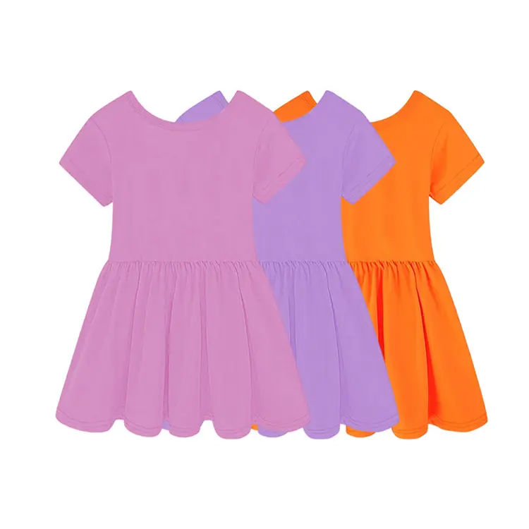 Hot Sale Design Short Sleeve Summer Bamboo Knitted Super Soft Oem Custom Baby Children Girl Dress