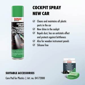 Fabriqué en Allemagne, marque SONAX GmbH, spray brillant pour l'entretien du cockpit, parfum de voiture neuve, nettoyant intérieur 400 ml - Product Image 2