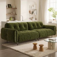 Canapé une place en velours chenille style vintage avec recharge sans fil, design compact et droit pour petits espaces, salon minimaliste
