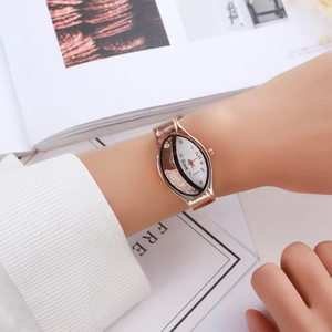 Women's Luxury Quartz <b>Watch</b> Rhinestone Square Stainless Steel Glass Window-Fashionable Earring <b>Necklace</b> Set Included - Product Image 4