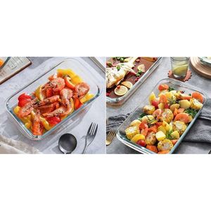 Plat à four rectangulaire en verre élégant de 1,6 L avec couvercle, durable, pratique, résistant à la chaleur, ensemble de vaisselle jetable SC ECOMMERCE - Product Image 5