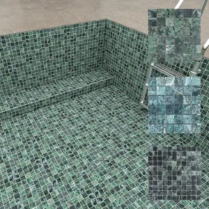 Projet de piscine de haute qualité poli vert pierre naturelle marbre mosaïque carreaux de piscine pour les décorations de piscine