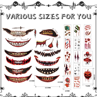 Tatouage temporaire réaliste Tinuos : plaie sanglante, cicatrice, croûte, imperméable – Maquillage de Halloween et de mascarade pour farces