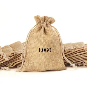 卸売ポータブル再利用可能な環境にやさしい小さな麻ジュート巾着袋
