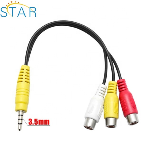 Top Well 3 Rca Female Male Av Video Audio Cable Wire Harness for Car