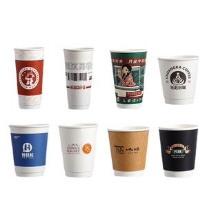 Gobelets à café jetables personnalisés avec couvercle et logo, gobelets en papier kraft à double paroi biodégradables - Product Image 6