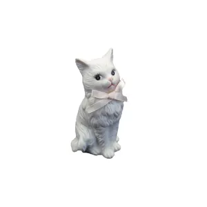 Sculpture de chat en céramique pour ornement de noël, artisanat non peint à la main, décoration de la maison, mignonne, 10 pièces