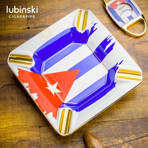 Cenicero de cigarros con diseño de bandera con llama de chorro de <span class=keywords><strong>gas</strong></span>, encendedor de antorchas dobles, juego de regalo 3 en 1 - Product Image 4