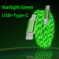 Câble de chargeur de données de type C lumineux, lumineux et fluide à LED pour téléphone portable