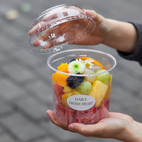Custom Logo Wegwerp Plastic Huisdier Ronde Deli Bakjes Cake Yoghurt Salade Kopjes Dessert 16 Oz Dome Deksel Acai Kom