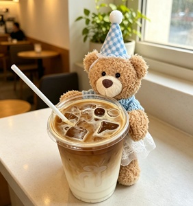 Porte-tasse en dentelle Teddy Bear avec couronne de fleurs/chapeau de fête - Product Image 6