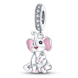 <b>Cute</b> elephant pendant, made of silver-plated white brass, inlaid with zircon, animal-shaped, jewelry gift - Product Image 3