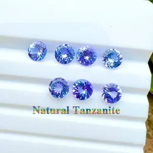 Ronde Vorm 3.0Mm-7.0Mm Aaa Medium Kleur Goede Kwaliteit Losse Tanzaniet Edelsteen Custom Sieraden Maken Natuurlijke Tanzanite