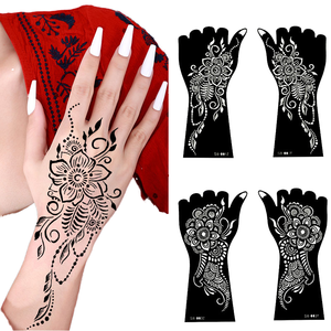 แบรนด์ yesorno สติกเกอร์รอยสักชั่วคราวลายดอกไม้แบบกลวงแม่แบบมือทำจากกระดาษที่ทนทานสำหรับการสักเฮนน่า - Product Image 1