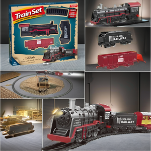Tren de Vapor de Juguete con Luces a Pilas, Juego de Vías de Tren Educativo para Niños, Ferrocarril de Plástico Unisex - Product Image 2