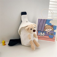 Mini sac à bandoulière en peluche pour enfants, sacoche de poitrine en toile, design ours mignon, fille et garçon, nouvelle collection
