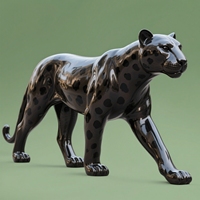 Patung Macan Tutul Buatan Tangan Ringan Berbahan Fiberglass Kuat 3D untuk Taman, Galeri Seni, Aula Pameran, dan Museum