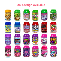 En stock : Bouteilles en plastique de 3,5 g et 100 ml avec étiquette, pour bonbons comestibles, biscuits, gommes, herbes, fleurs, emballages exotiques, pots en plastique pour sodas