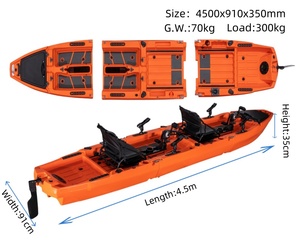 Kayak Modular de Pesca de 10 pies/14 pies, 3-<span class=keywords><strong>2</strong></span> Secciones, HDPE, Sit-On-Top, para <span class=keywords><strong>2</strong></span> Personas/1 Persona, para Lagos, Ríos, Surf, con Motor Eléctrico - Product Image 3