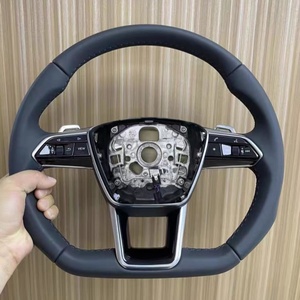 Volant pour <span class=keywords><strong>Audi</strong></span> A6 A3 A4 A5 Q5 <span class=keywords><strong>RS3</strong></span> RS7 Q7 C6 C8 A8 S6 S7 B8 B8.5 B9 S3 S4 S5 Sport Cuir Perforé Noir - Product Image 6