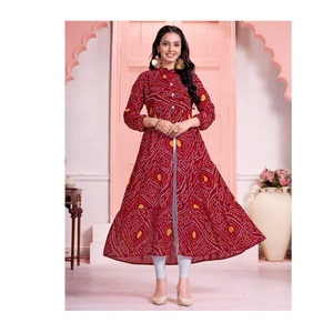 Festival de qualité standard spécial longue robe Flair Bandhej Badhani imprime robe de mariée pour la vente à l'exportation - Product Image 1