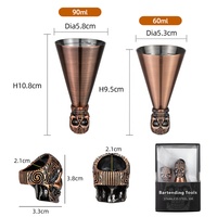 Juego de Jigger para Cócteles con Diseño de Calavera en Oro Rosa, 60ml 90ml, Acero Inoxidable 304, Vaso Medidor Premium con Anillo, Regalo para Bar, Fabricación OEM ODM
