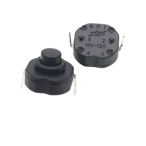Flashlight button switch Black circular button 12C-112-25 plastic push button switches