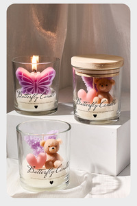 Butterfly Bear Shaped Scented <b>Candle</b> Glass Jar With Wood Lid Custom Color Fragrance Soy Wax <b>Candle</b> Home Table Decor <b>Gift</b> - Product Image 6