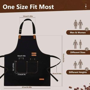 Wholesale Custom Logo Custom Logo Canvas Chef Apron with Adjustable Bib Pockets Washable Women Cooking Gardening Apron - Product Image 2