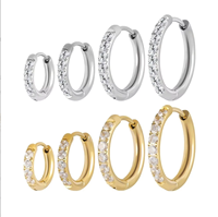 Boucles d'oreilles créoles en laiton haut de gamme au design unique et tendance pour femmes, plaquées argent/or avec zircon