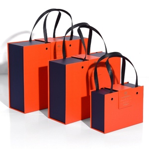 Luxury Portable Paperboard Souvenir Gift <b>Box</b> with Customizable logo and Firm Ribbon Handles - Product Image 4