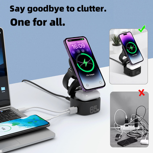 ที่ชาร์จไร้สายแบบแม่เหล็ก5 in 1สำหรับสมาร์ทโฟน <span class=keywords><strong>ipda</strong></span> 65W อุปกรณ์ชาร์จไร้สายแบบพับได้ - Product Image 3