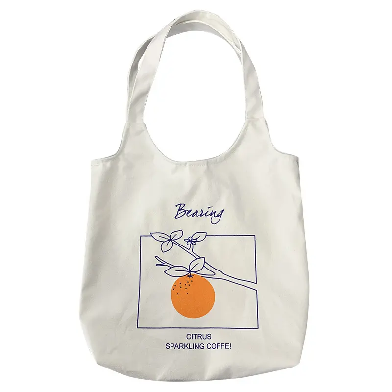 simple women shoulder bag custom business logo canvas shopping bags