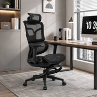 Chaise de bureau ergonomique de luxe à dossier haut, support lombaire réglable, appui-tête 3D, accoudoirs réglables en hauteur, design moderne en aluminium