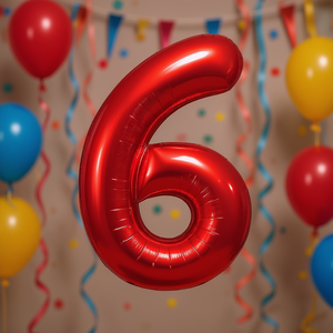 Globo de aluminio rojo con el número 6 para fiestas, 45 cm, relleno de helio, decoración para fiestas de cumpleaños - Product Image 2