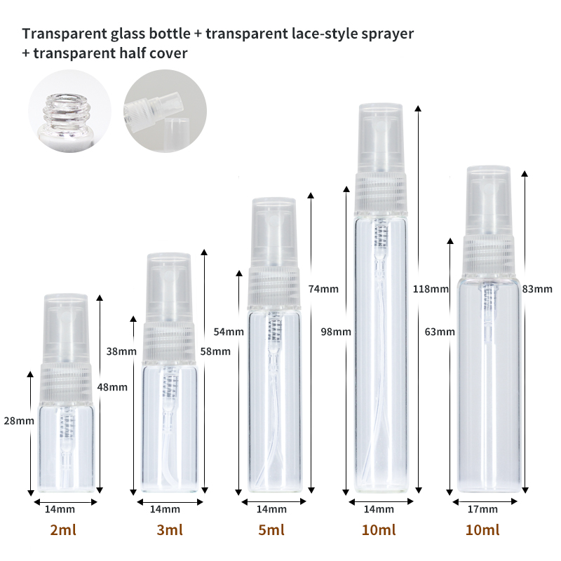 Flacon transparent + pulvérisateur dentelle transparent